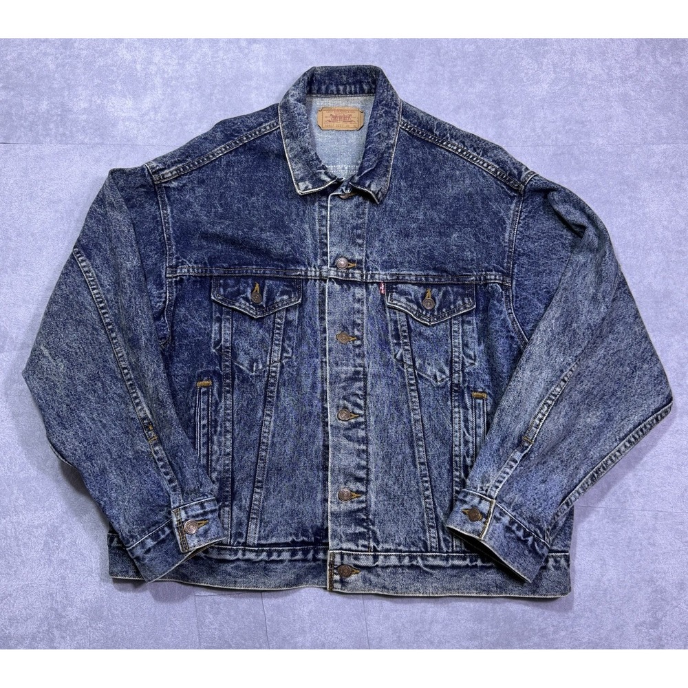 VINTAGE Levis Denim Jacket Mens XL Trucker Type III 80s Made In USA Cowboy Rodeo
